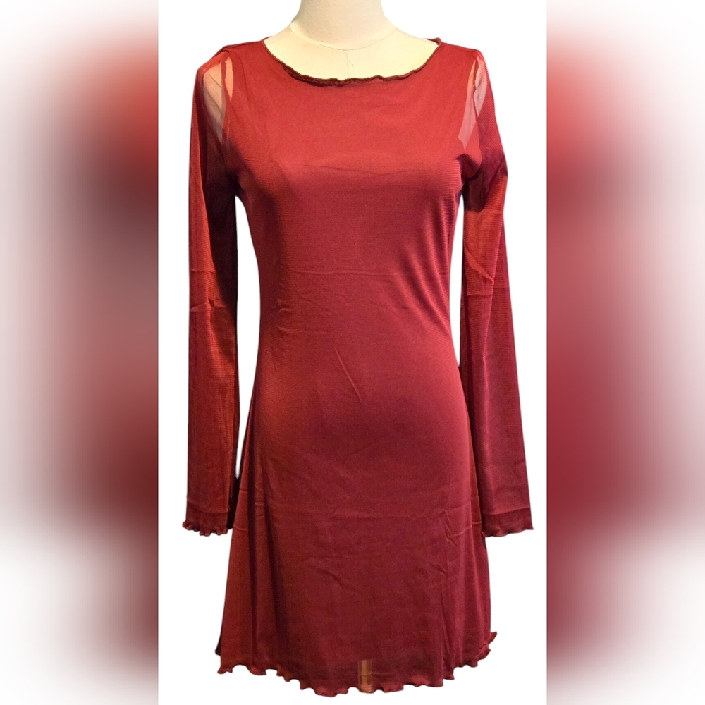 EC Burgandy Long Sleeve Dress
